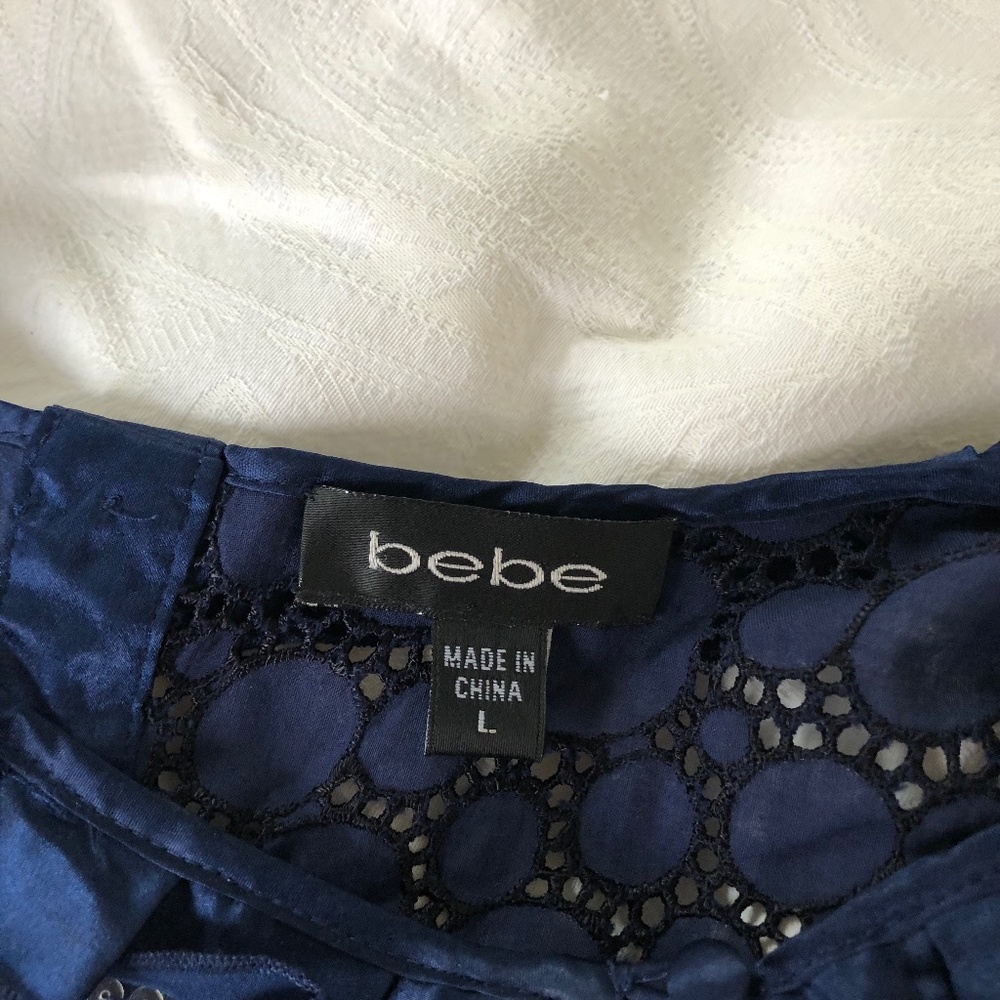 Bebe blouse Navy Size Large with Sequins